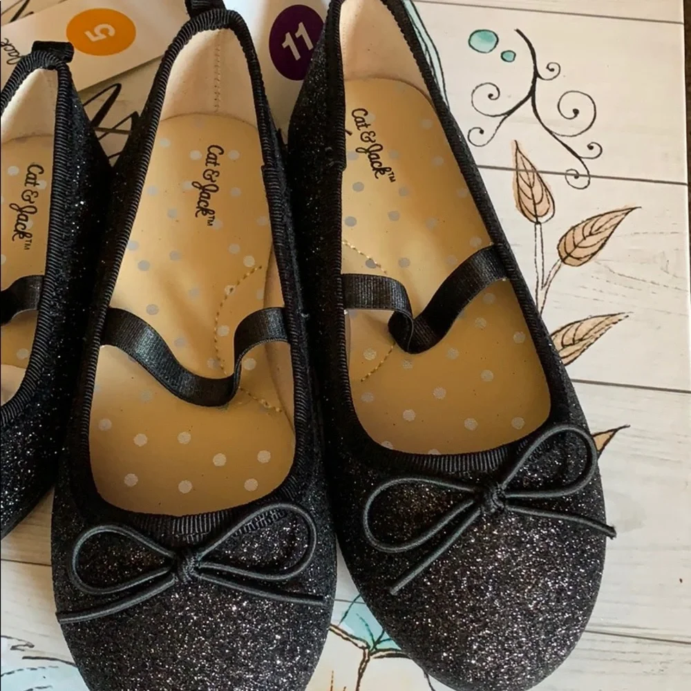 Cat & Jack sparkle little girls ballerina shoes